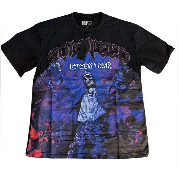 Godspeed Booty Trap Black and Blue Graphic T-Shirt New - Picture 1 of 7